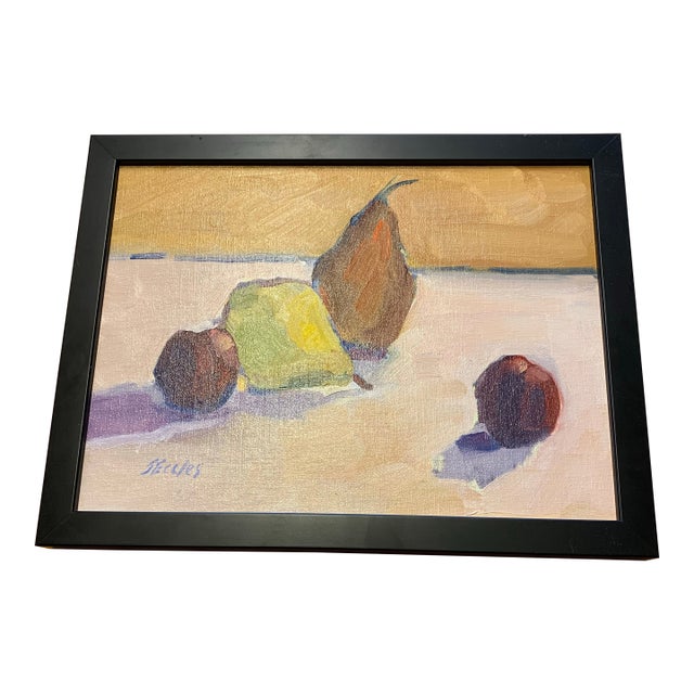 Late 20th Century Pears and Plums Still Life Oil Painting by Jane Eccles For Sale