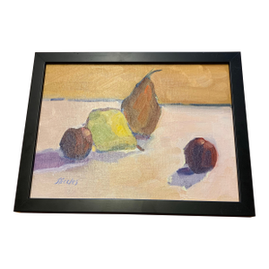 Late 20th Century Pears and Plums Still Life Oil Painting by Jane Eccles