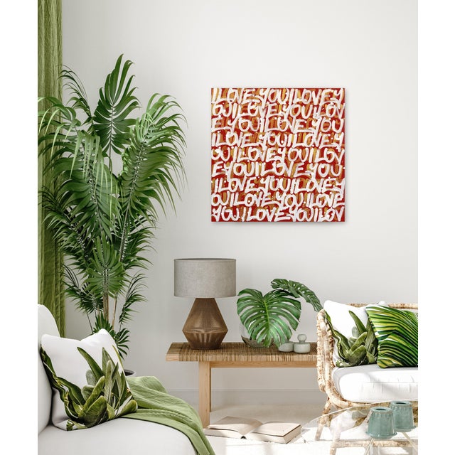 Amber Goldie - Abstract Fiery 'I Love You' Graffiti Mixed Media Painting on Canvas Original Artwork by Amber Goldhammer For Sale - Image 8 of 9