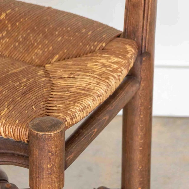 1940s French Carved Wood and Woven Chair For Sale - Image 10 of 12
