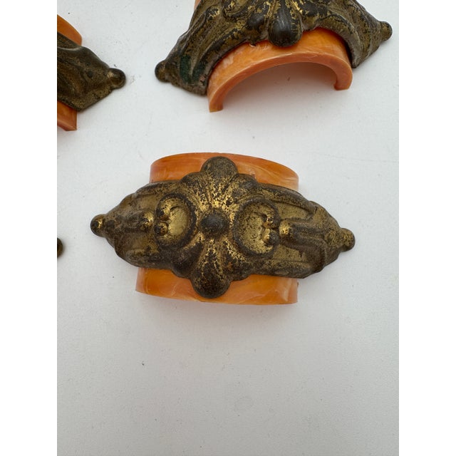 Set of 4 Vintage Drawer Pulls Handles Bakelite and Brass 1940's For Sale - Image 4 of 10