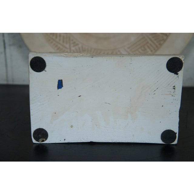 Mid 20th Century Vintage Southwestern Style Chalkware Art Sculpture Charger Plate With Stand For Sale - Image 12 of 12