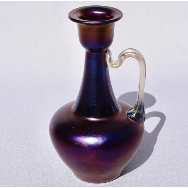 Loetz Rubin Matte Iris Handles Ewer Vase, 1898 For Sale - Image 4 of 9