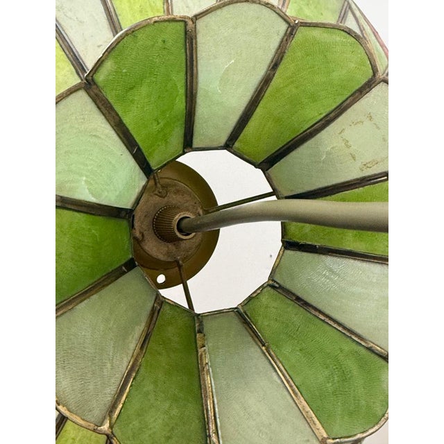 Handcrafted Palm Beach Capiz Shell Lotus Pendant, 1970s For Sale - Image 4 of 15