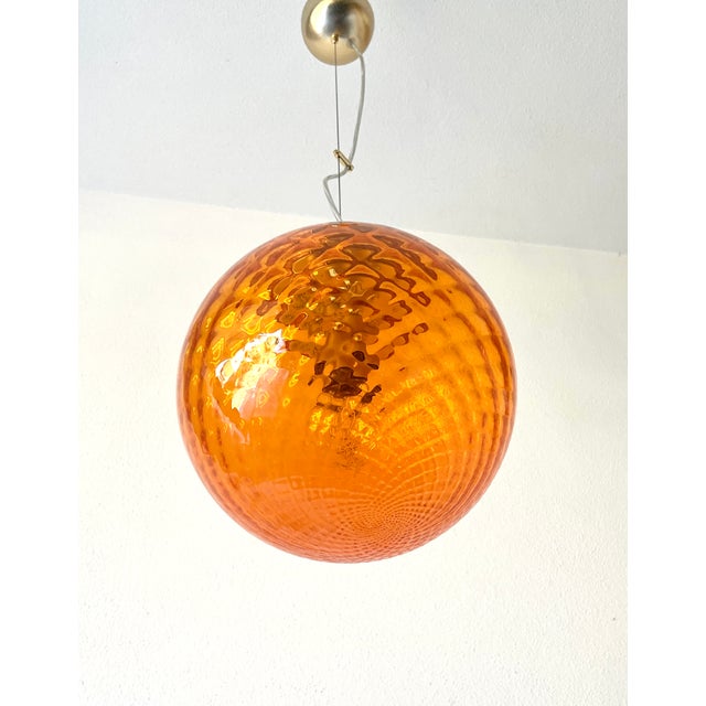 Orange Murano Glass Baloton Pendant Lamp, 1980s For Sale - Image 17 of 17