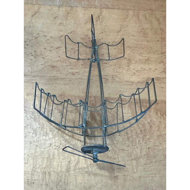 Metal Vintage Metal Wire Airplane Sculpture For Sale - Image 7 of 12