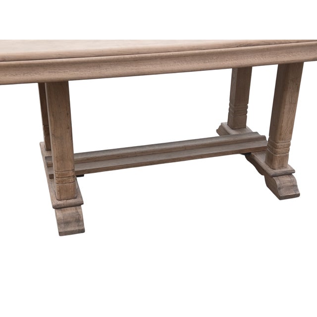 1940s Vintage French Trestle Farmhouse Dining Table in Oak by Master Cabinetmakers Postaire, 1940s For Sale - Image 5 of 11