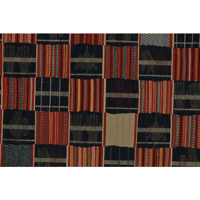 2010s Rug & Kilim’s Modern Geometric Red and Blue Wool Runner For Sale - Image 5 of 10