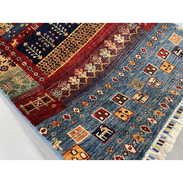 Sultani Khorjin Design Wool Runner in Blue and Red, 2'7" X 9'6" For Sale - Image 12 of 14