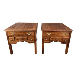 Pair of Sherrill Oversized Ruff Hewn Collection Side Tables For Sale