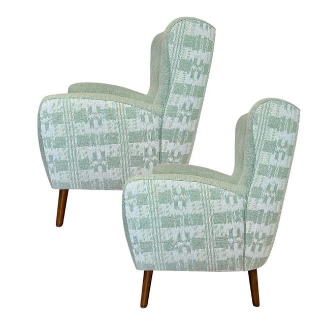 Pair of Mid-Century Modern Lounge Chairs Newly Upholstered in Designer Fabrics For Sale In West Palm - Image 6 of 7