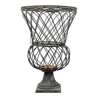 Vintage Iron French Garden Urn For Sale
