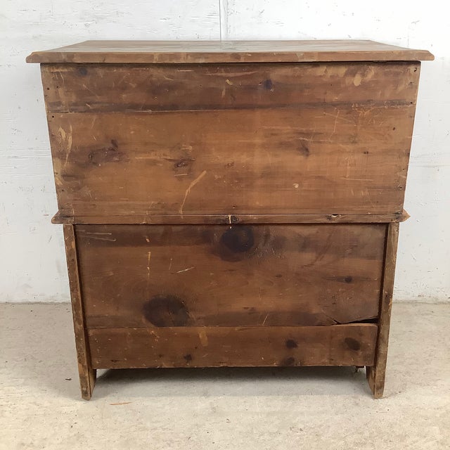 Wood Antique American Primitive Painted Pine Farmhouse Cabinet For Sale - Image 7 of 12