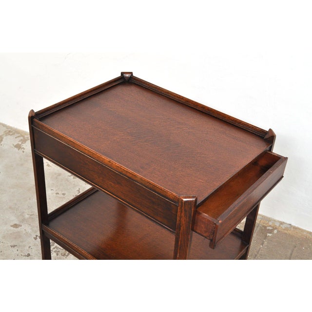 Antique Serving Trolley with Drawer in Oak, 1920s For Sale - Image 12 of 13
