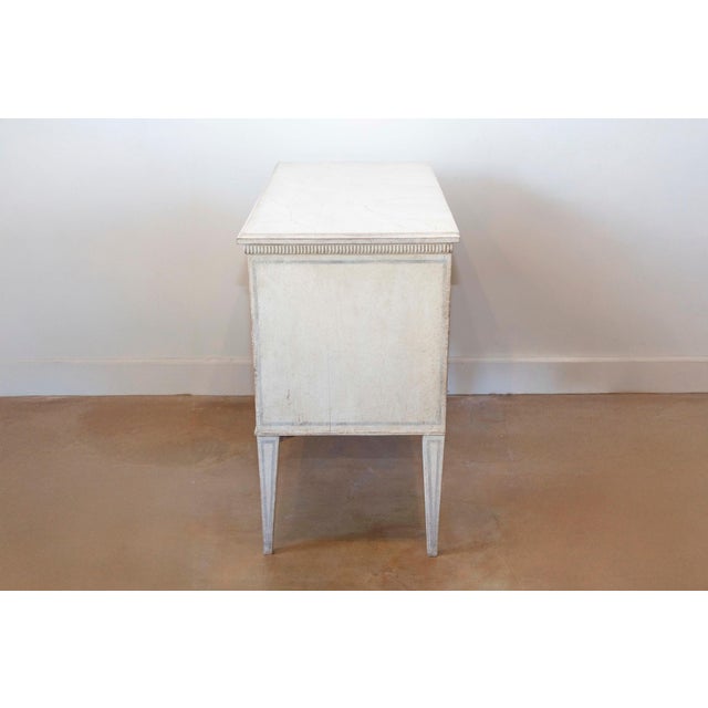 Late 19th Century Swedish Gustavian Style 1890s Chest with Two Drawers and Grey Painted Outlines For Sale - Image 5 of 6