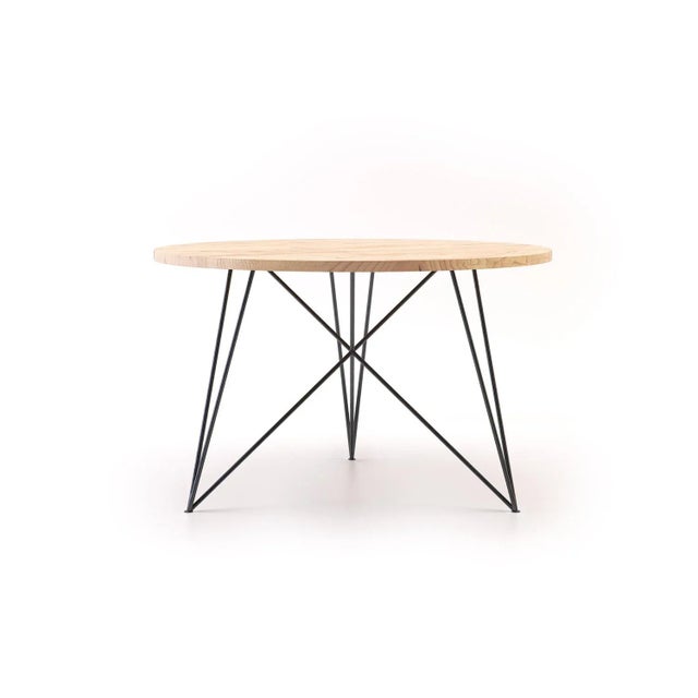Medium Oak & Steel Round Table by Philipp Roessler for NUTSANDWOODS For Sale - Image 4 of 4