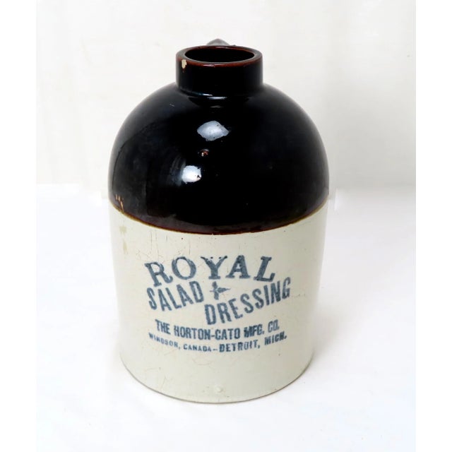 This is a Great Looking - Very Rare & Unusual Antique American Stoneware Salad Dressing Crock - Jug. Circa Early 1900s....