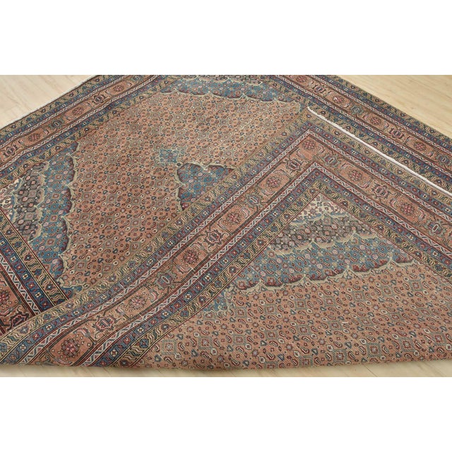 Tabriz Rug 8'1'' X 10'7'' Pink Wool Vintage Distressed Hand-Knotted Carpet For Sale - Image 14 of 15