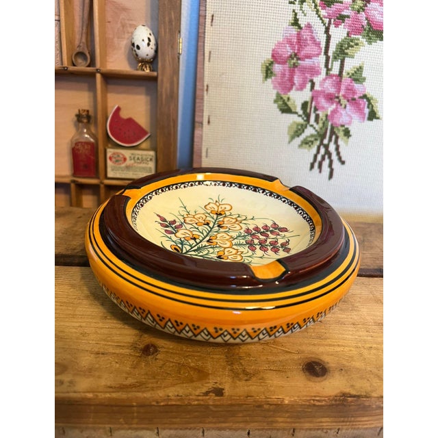 Vintage Signed Floral Ashtray Dish For Sale - Image 4 of 7