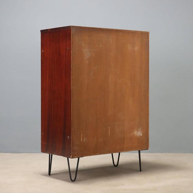Vintage Cupboard in Mahogany and Metal, Italy, 1960s For Sale - Image 9 of 10