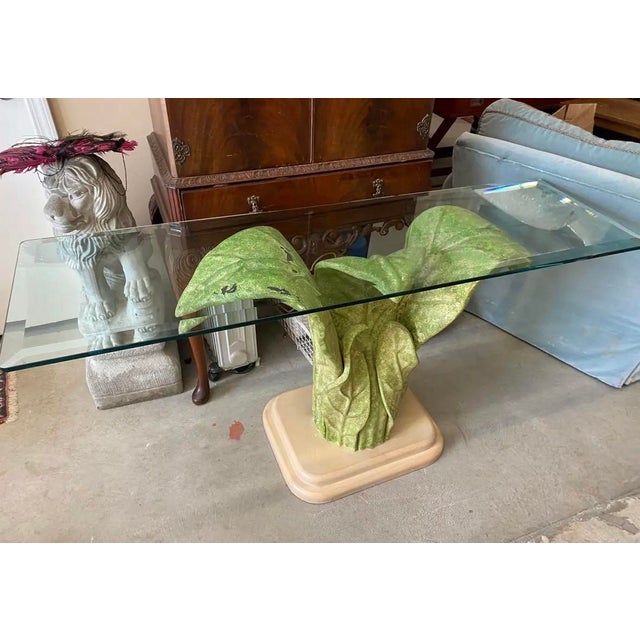 Boho Chic Vintage Serge Roche Style Console Table and Mirror Set With Leaf Accents For Sale - Image 3 of 10