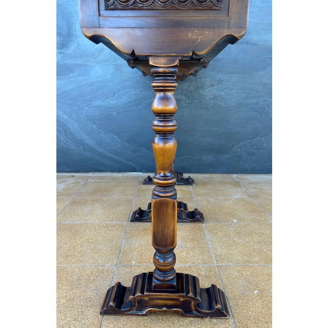 Spanish Carved Wood Console Table With Two Drawers Signed by Valenti For Sale - Image 15 of 16