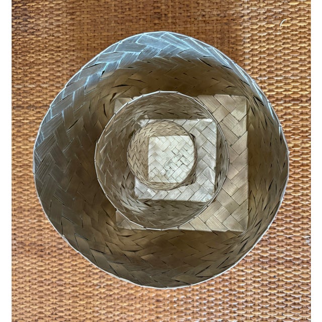 Mid 20th Century Set/3 Silver Tane Attrib Woven Baskets For Sale - Image 5 of 8