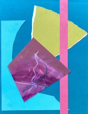 "Lip Gloss Iv" Contemporary Abstract Original Mixed-Media Collage on Paper by Zac Woodiel