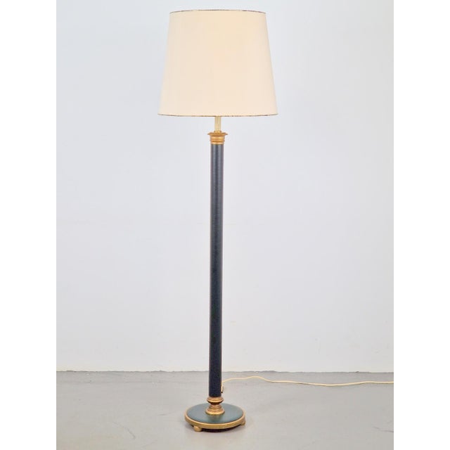 Vintage Neoclassic Green Leather Floor Lamp, 1930s For Sale - Image 4 of 18