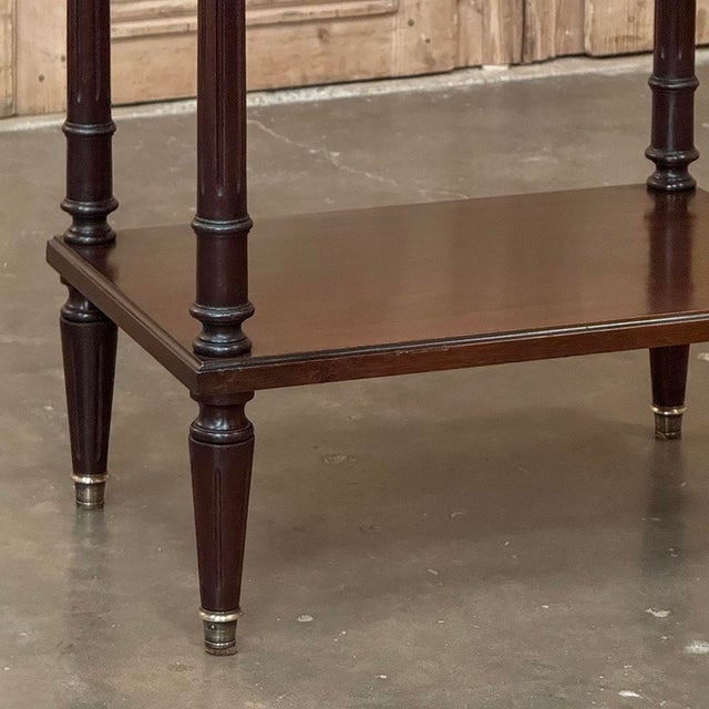 Wood French Mid-Century Louis XVI Style Mahogany & Brass End Table For Sale - Image 7 of 18