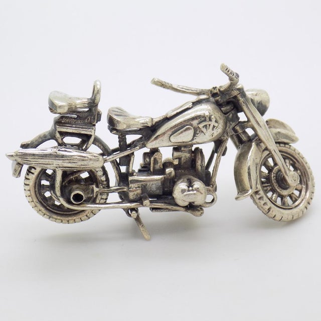 Vintage Italian Handmade 925 Sterling Silver American Motorbike, Tuscany, 1970s For Sale - Image 3 of 11