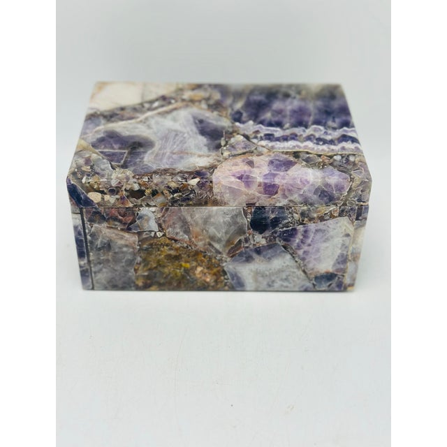 1970s Amethyst Stone Decorative Box For Sale - Image 5 of 8