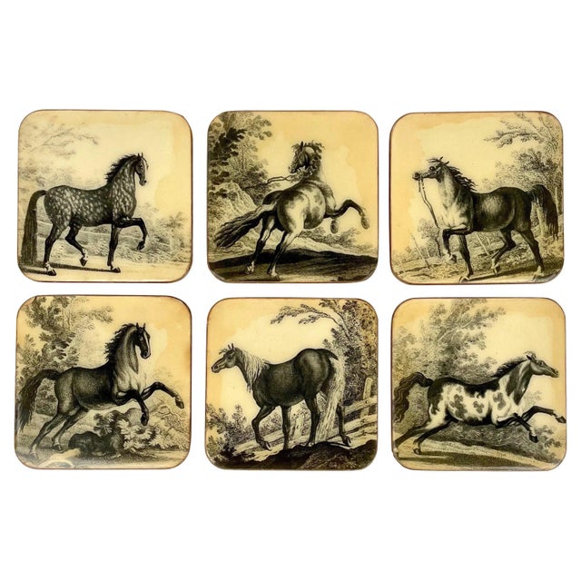Lacquered Wood Horse Coasters, Italy, 1950s, Set of 6 For Sale - Image 18 of 18