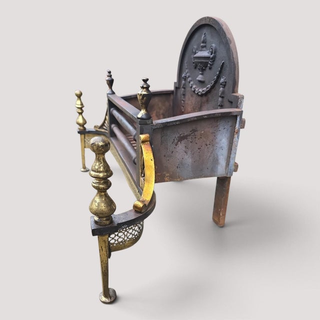 Hollywood Regency Adam's Style Serpentine Grate, 1910 For Sale - Image 3 of 5
