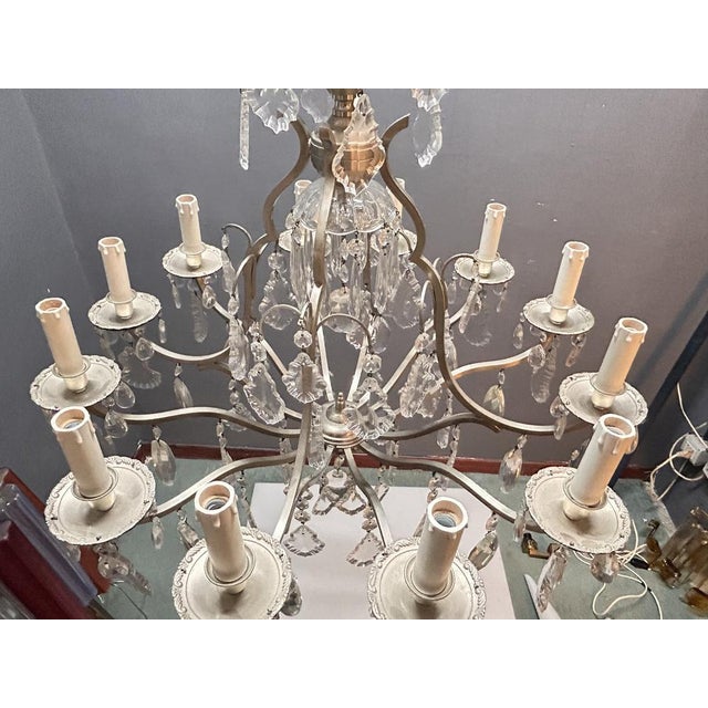 Vintage Crystal Chandelier, Italy, 1960s For Sale - Image 9 of 10