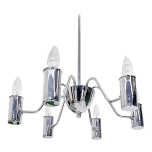 Mid-Century Modern Swedish Chrome-Plated Light Fixture Chandelier
