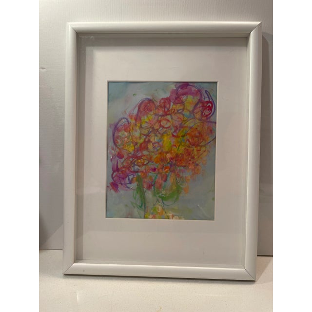 Original mixed media artwork. Abstract “Orange Souffle.” (Lennon Art Guild Original) Beautiful abstract flowers gently...
