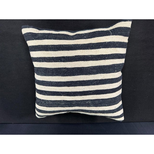 Turkish Hemp Pillow Cushion Natural Beige Black Pillow Cushion Cover 20"x20" For Sale - Image 4 of 4