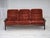 1970s, 3-seater Danish sofa. Original orange/red furniture velour, oak wood. Original very good condition: no smells, no...