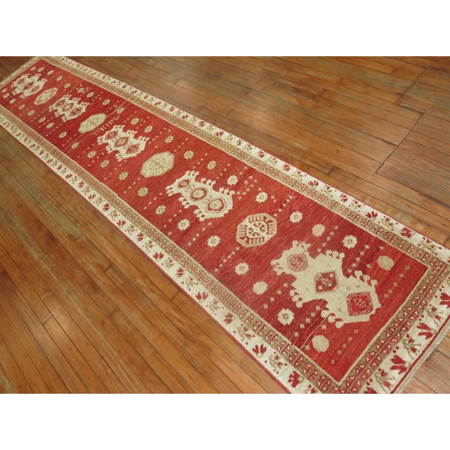 Red Antique Turkish Oushak Runner - 2'6" x 11'9" For Sale - Image 4 of 8