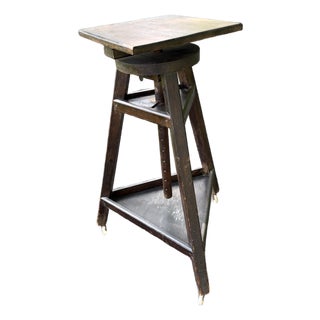 Antique Adjustable-Height Revolving Wood Sculptor’s Stand For Sale