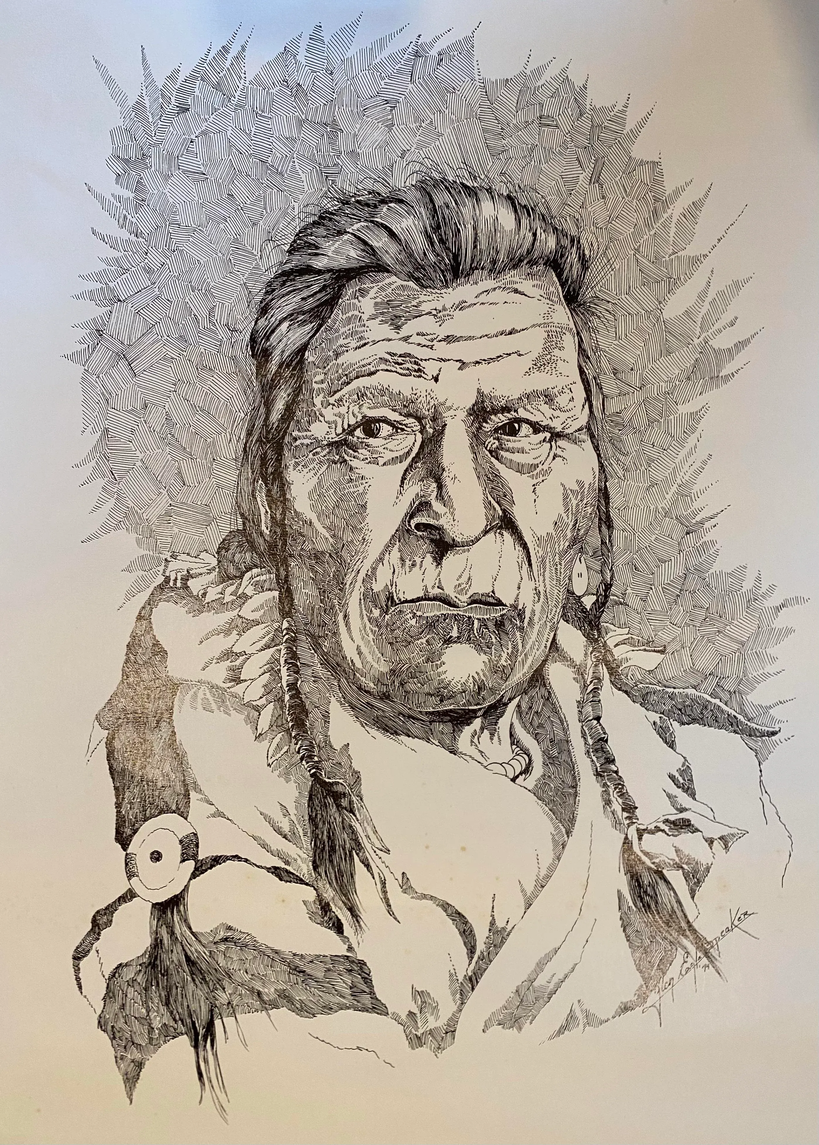 Vintage Glen Eagle Speaker Signed Print 1974 Native American Art