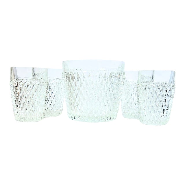 French Lowballs & Ice Bucket- Set of Five For Sale