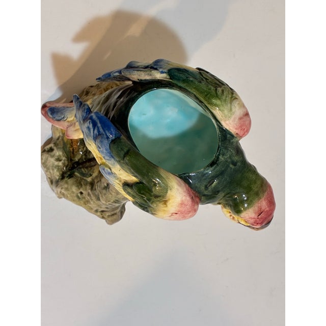 Ceramic Mid-Century Italian Majolica Parrot Figurine Vase For Sale - Image 7 of 10