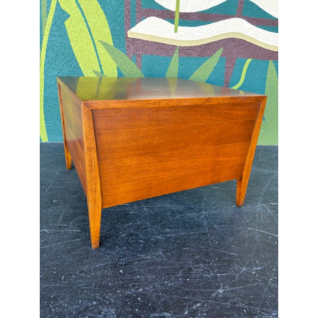 Mid Century Walnut and Cane End Table For Sale - Image 9 of 9