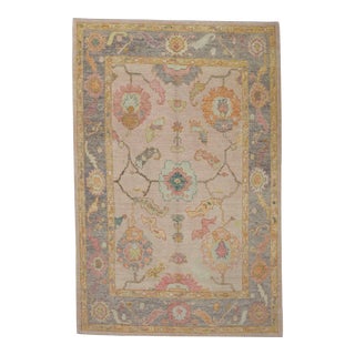 Modern Turkish Oushak Rug 4'11" x 7' For Sale
