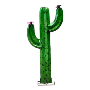 Vintage Torched Metal Standing Cactus