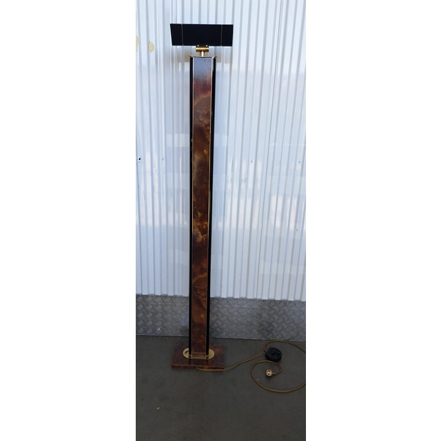 Mid-Century Modern Burl Wood and Brass Floor Lamp from Relco Milano, 1975 For Sale - Image 3 of 8