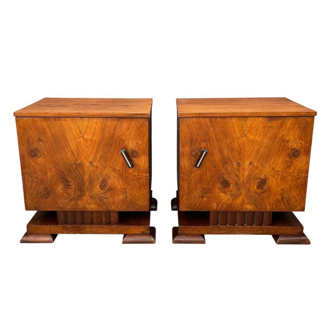 Art Deco Nightstands with Figured Wood Veneer, 1940s, Set of 2 For Sale - Image 18 of 18