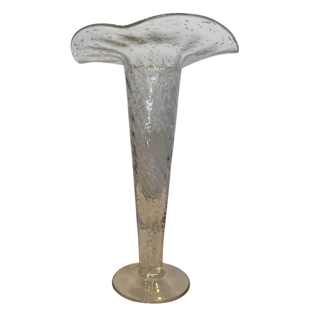 Mid 20th Century Mid-Century Murano Art Glass Bullicante Wavy Rim Trumpet Vase For Sale - Image 5 of 12